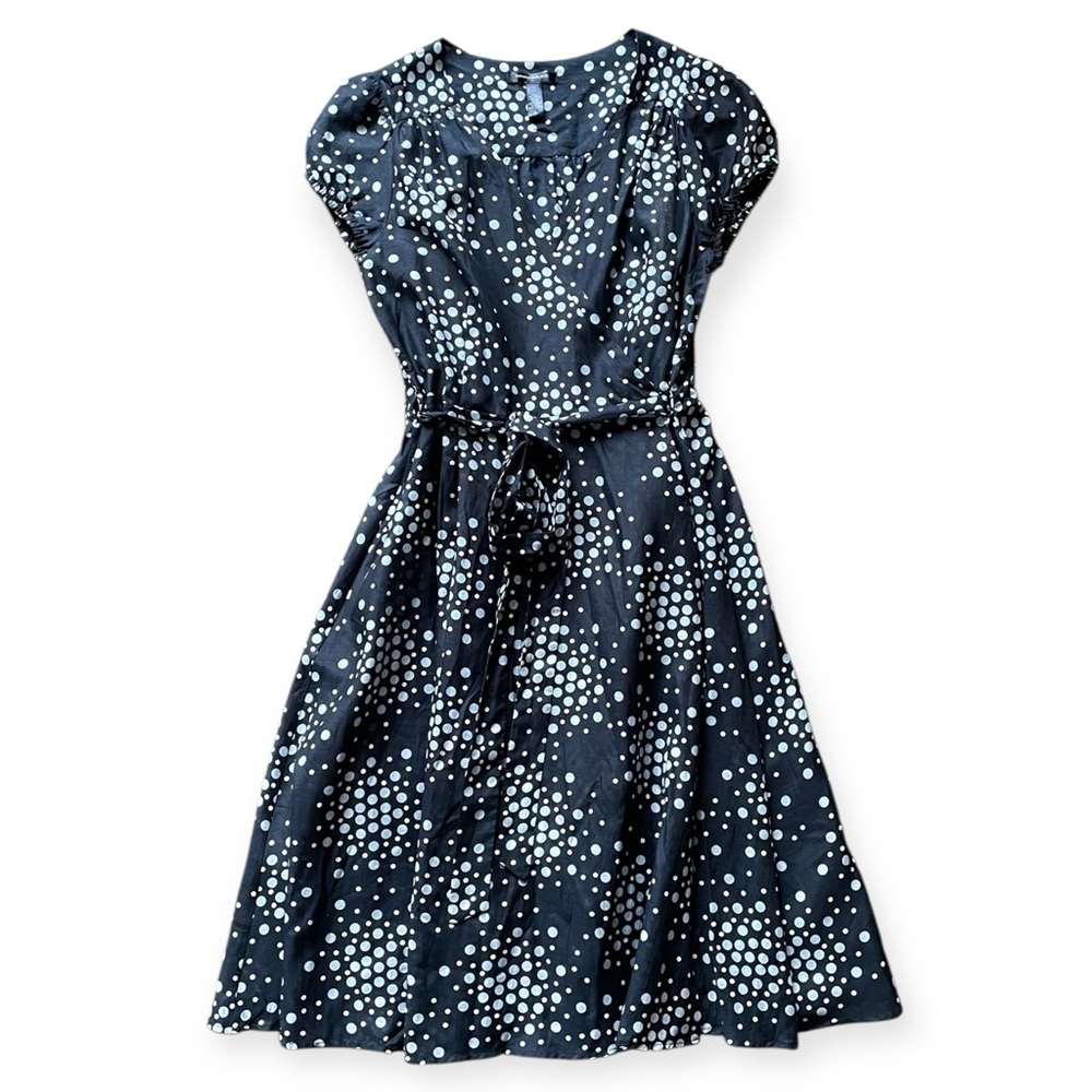 Banana Republic Navy Wrap Midi Dress with Blue Polka Dots